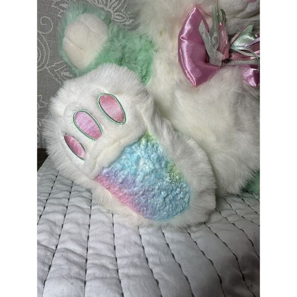 Dan Dee Hoppy Hopster Bunny Plush Mint Green Rainbow 21” Large Easter Rabbit - Picture 4 of 10